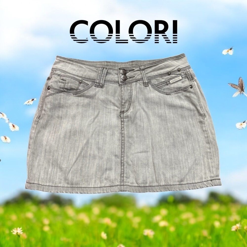 Colori, Anaïs Light Grey Denim Mini Skirt, Size 3